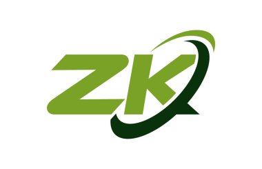 ZK Logo Swoosh elips yeşil mektup vektör kavramı