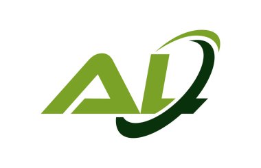 Al Logo Swoosh elips yeşil mektup vektör kavramı