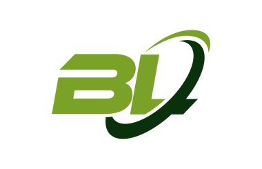 BL Logo Swoosh elips yeşil mektup vektör kavramı