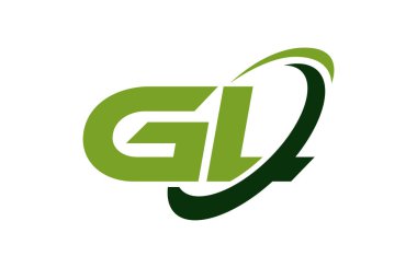 GL Logo Swoosh elips yeşil mektup vektör kavramı
