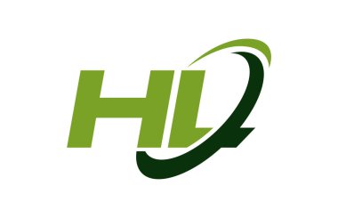 HL Logo Swoosh elips yeşil mektup vektör kavramı