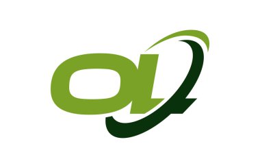 Ol Logo Swoosh elips yeşil mektup vektör kavramı