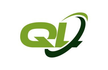 QL Logo Swoosh elips yeşil mektup vektör kavramı