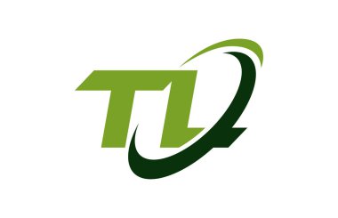 TL Logo Swoosh elips yeşil mektup vektör kavramı