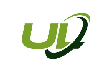 UL Logo Swoosh elips yeşil mektup vektör kavramı