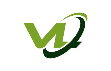 VL Logo Swoosh elips yeşil mektup vektör kavramı