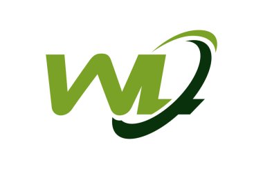 WL Logo Swoosh elips yeşil mektup vektör kavramı