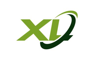 XL Logo Swoosh elips yeşil mektup vektör kavramı
