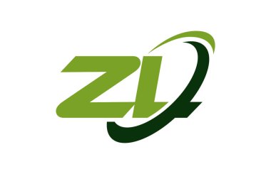 Zl Logo Swoosh elips yeşil mektup vektör kavramı