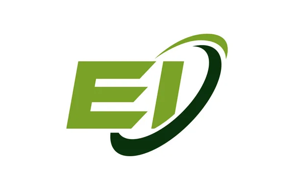 Logo Swoosh Ellipse Verde Letra Vector Concepto — Archivo Imágenes Vectoriales