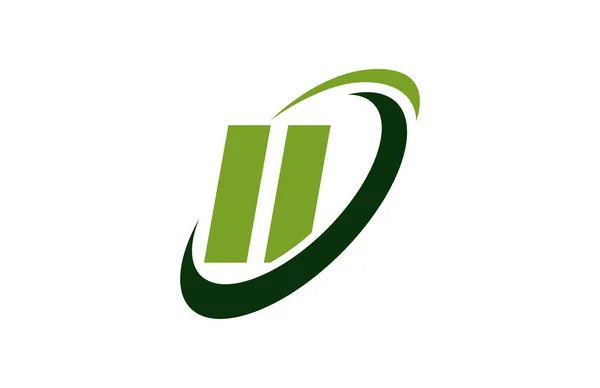 Logo Swoosh Ellipse Green Letter Vektor Concept — Stockvektor