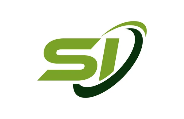 Logo Swoosh Elipse Verde Carta Vector Conceito — Vetor de Stock