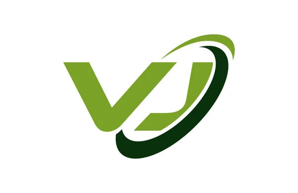 Logo Swoosh Elipse Verde Letra Vector Concepto — Archivo Imágenes Vectoriales