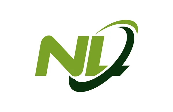 Logo Swoosh Ellipse Verde Letra Vector Concepto — Vector de stock