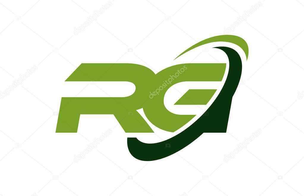 RG Logo Swoosh Ellipse Green Letter Vector Concept