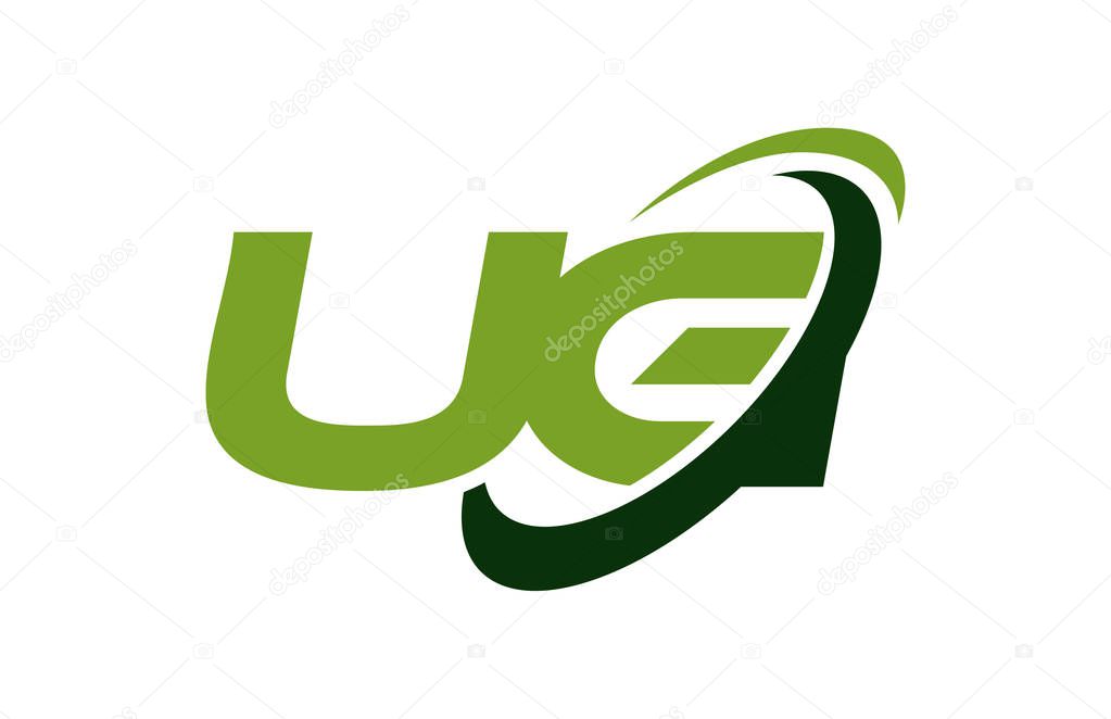 UG Logo Swoosh Ellipse Green Letter Vector Concept