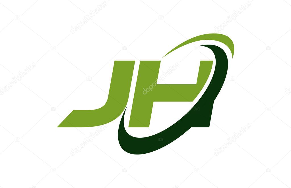 JH Logo Swoosh Ellipse Green Letter Vector Concept