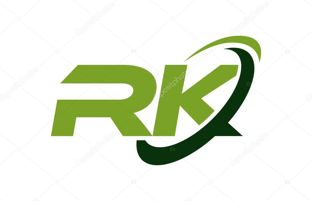 RK Logo Swoosh Ellipse Green Letter Vector Concept
