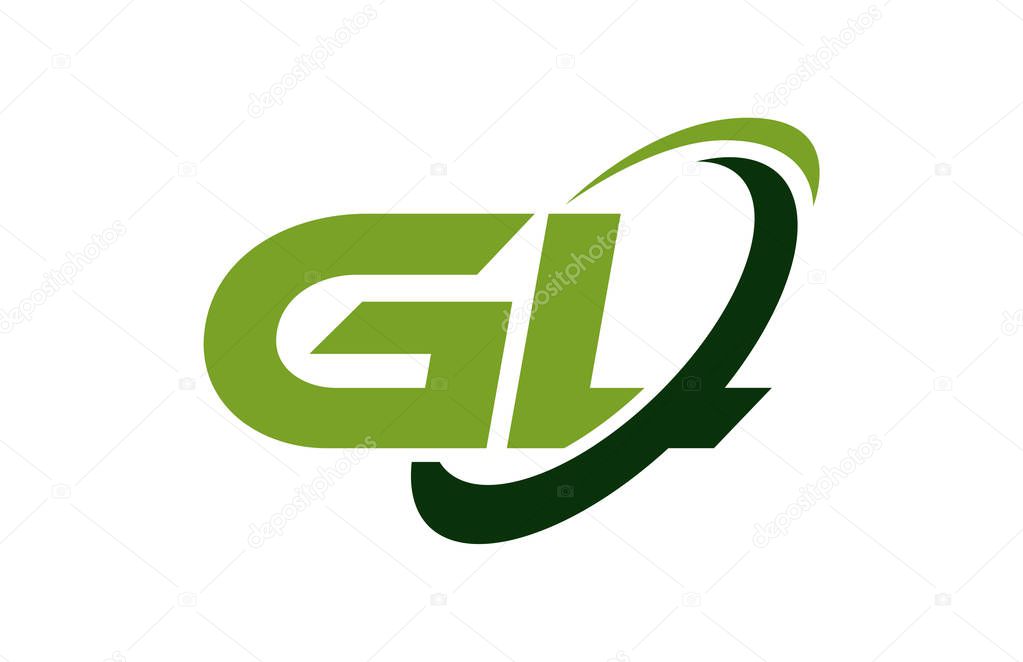 GL Logo Swoosh Ellipse Green Letter Vector Concept