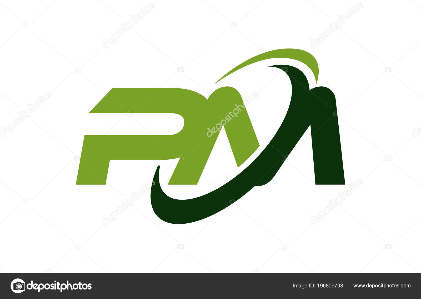 Logo Swoosh Ellipse Green Letter Vector Concept Stock Vector by
