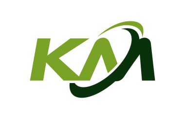 Km Logo Swoosh elips yeşil mektup vektör kavramı