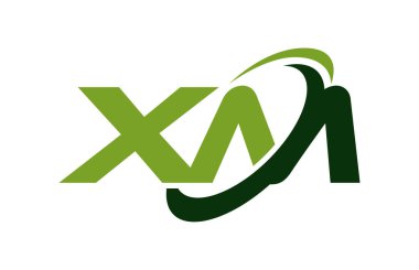 XM Logo Swoosh elips yeşil mektup vektör kavramı