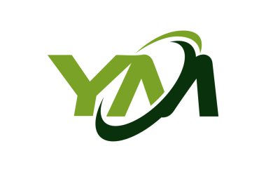 YM Logo Swoosh elips yeşil mektup vektör kavramı