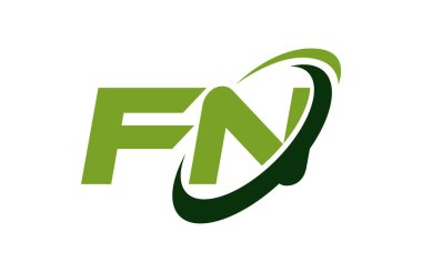 FN Logo Swoosh elips yeşil mektup vektör kavramı