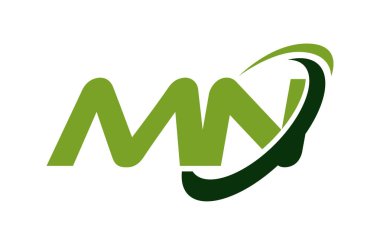 MN Logo Swoosh elips yeşil mektup vektör kavramı