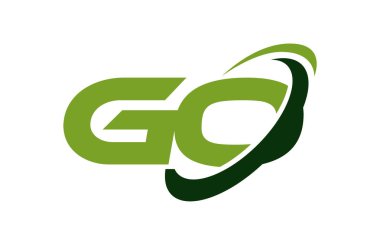 Logo go elips yeşil mektup vektör kavramı Swoosh