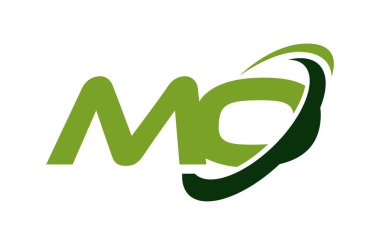 Mo Logo Swoosh elips yeşil mektup vektör kavramı