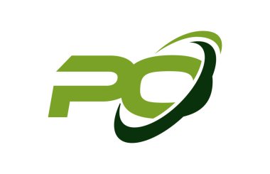 Po Logo Swoosh elips yeşil mektup vektör kavramı