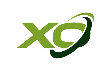 XO Logo Swoosh elips yeşil mektup vektör kavramı