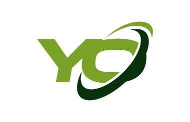 Hey Logo Swoosh elips yeşil mektup vektör kavramı