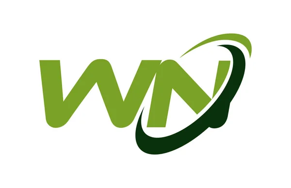 Logo Swoosh Ellipse Green Letter Vector Concept — Stock Vector