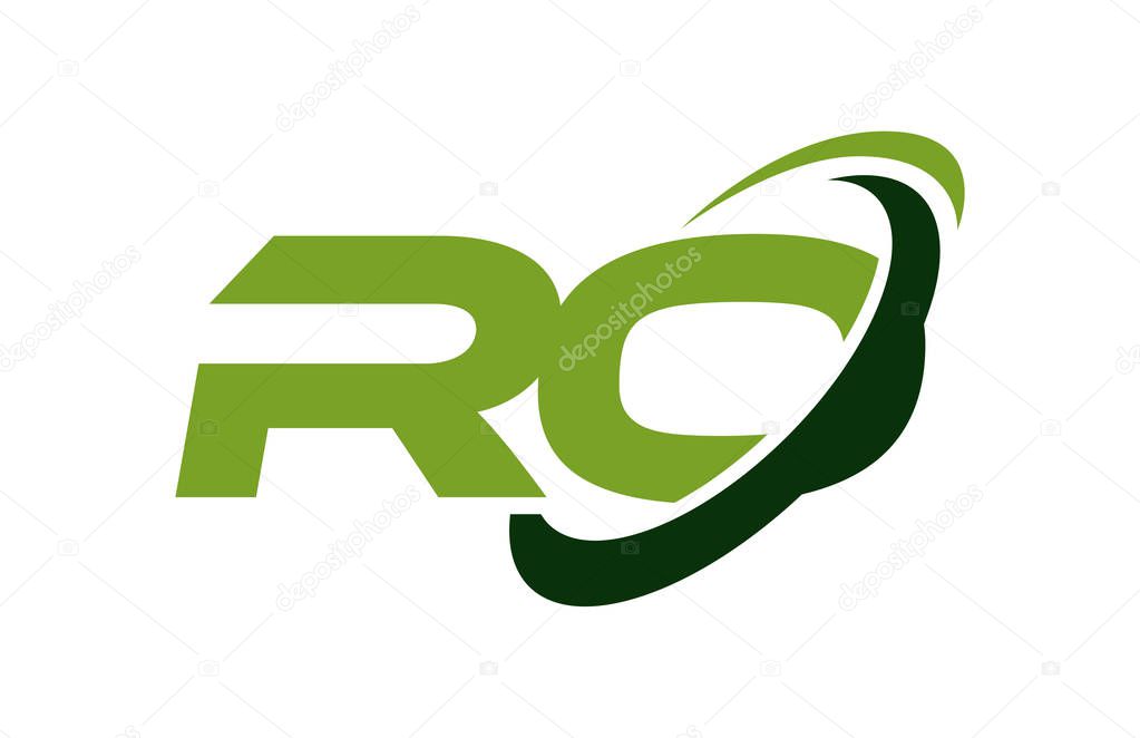 RO Logo Swoosh Ellipse Green Letter Vector Concept