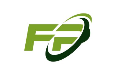 FP Logo Swoosh elips yeşil mektup vektör kavramı