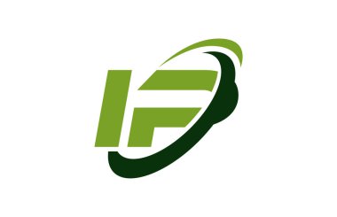 IP Logo Swoosh elips yeşil mektup vektör kavramı