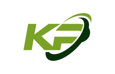 KP Logo Swoosh elips yeşil mektup vektör kavramı