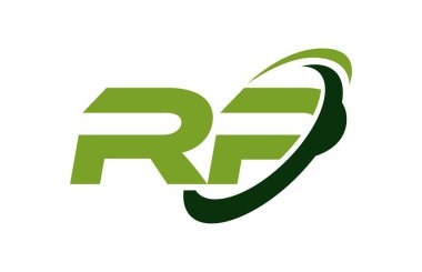 RP Logo Swoosh elips yeşil mektup vektör kavramı