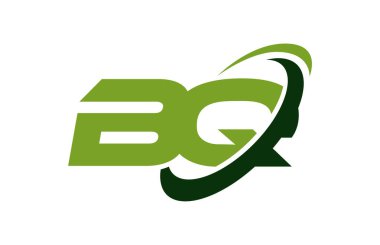 BQ Logo Swoosh elips yeşil mektup vektör kavramı