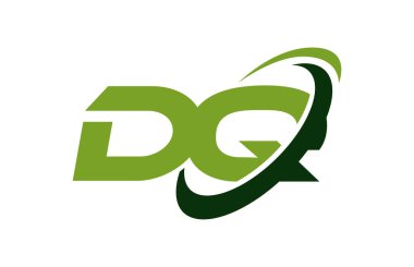 DQ Logo Swoosh elips yeşil mektup vektör kavramı