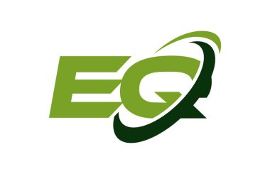 EQ Logo Swoosh elips yeşil mektup vektör kavramı