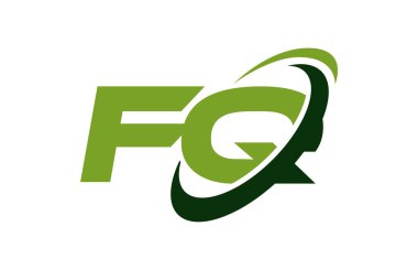 FQ Logo Swoosh elips yeşil mektup vektör kavramı