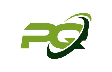 PQ Logo Swoosh elips yeşil mektup vektör kavramı