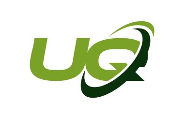 Uq Logo Swoosh elips yeşil mektup vektör kavramı