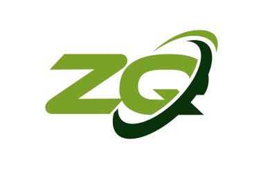 Zq Logo Swoosh elips yeşil mektup vektör kavramı