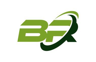 Br Logo Swoosh elips yeşil mektup vektör kavramı