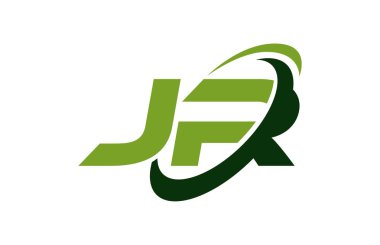 Jr Logo Swoosh elips yeşil mektup vektör kavramı