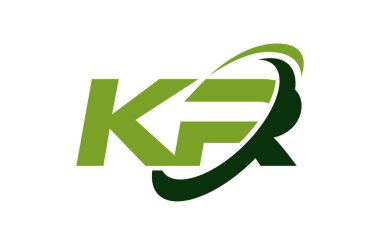 KR Logo Swoosh elips yeşil mektup vektör kavramı